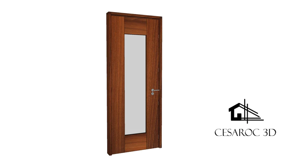 Puerta de madera con cristal LISTA PARA VRAY 5