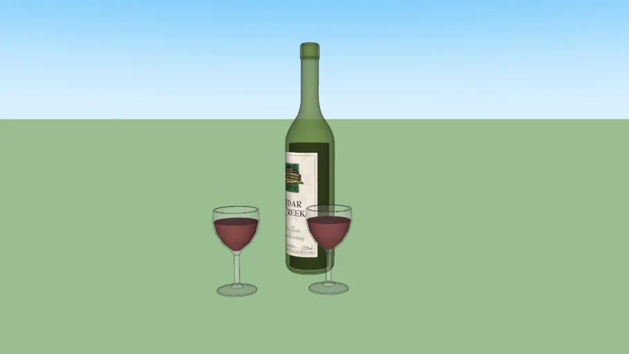 WINE BOTTLE WITH GLASSES