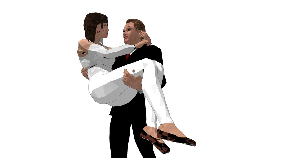 Groom carrying bride