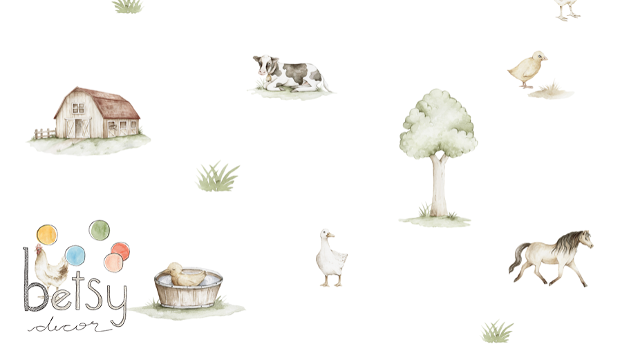 Bichinhos da Fazenda Papel de Parede - Betsy Decor