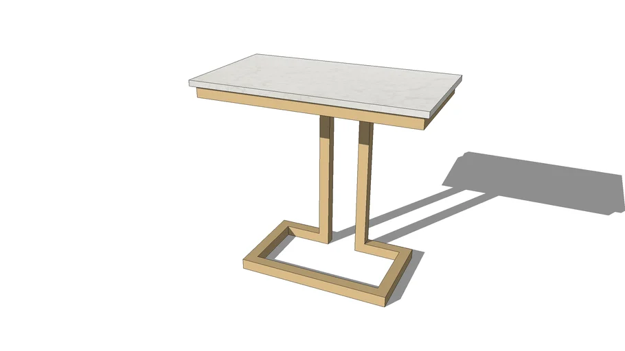 Noir Furniture Marble Brass Cantilever Side Table