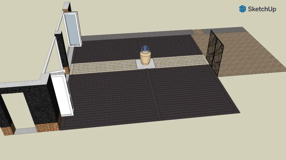 Decking.  Composite with inlay detail.