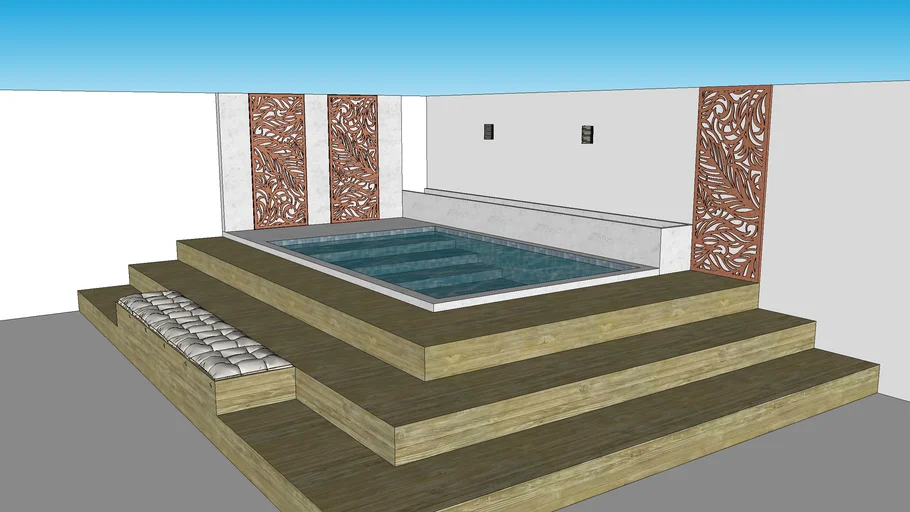 JARDIN MODERNO CON PILETA Y PANELES ACERO CORTEN