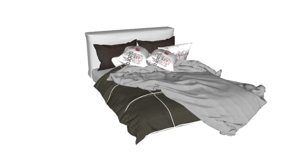 Cama de casal desarrumada 