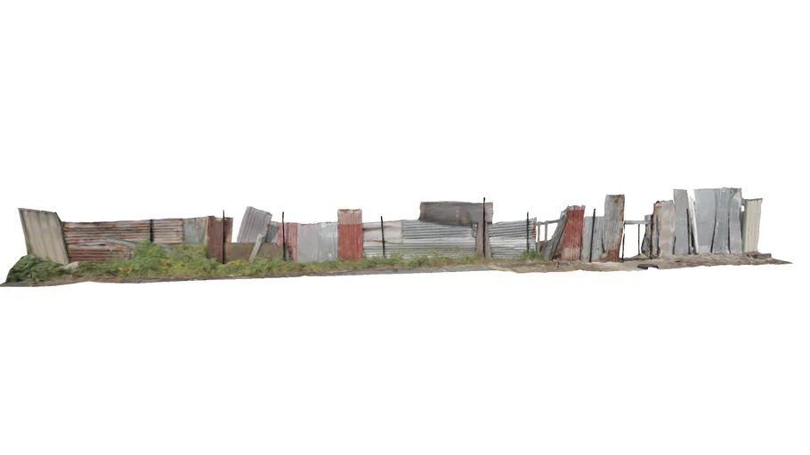 Damaged Old Metal Fence