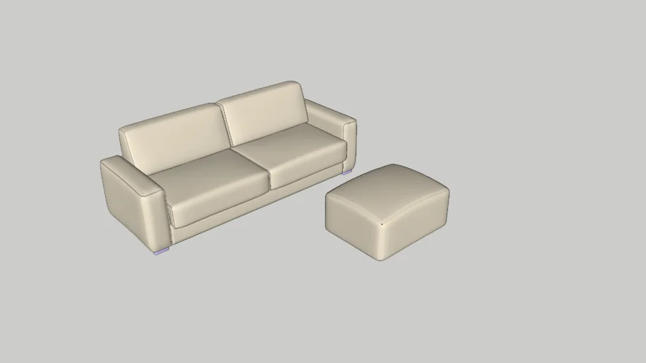 Sofa bed, beige + stool