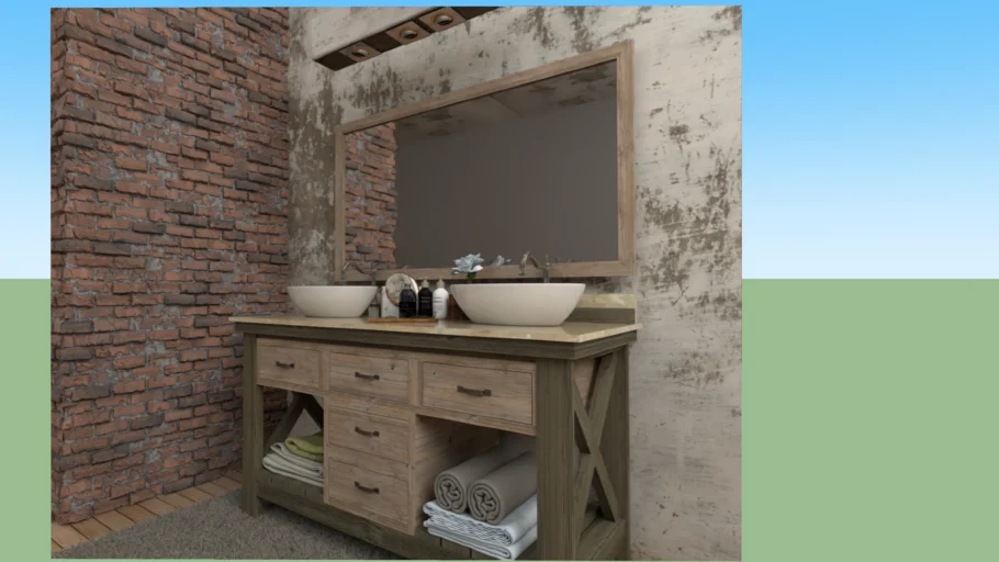 bathroom baño rustic rustico madera wood