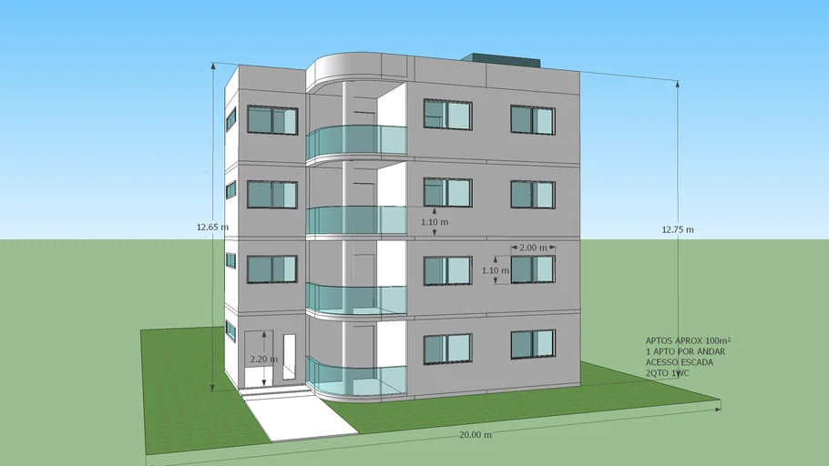 prédio 4 andares aptos 100m2