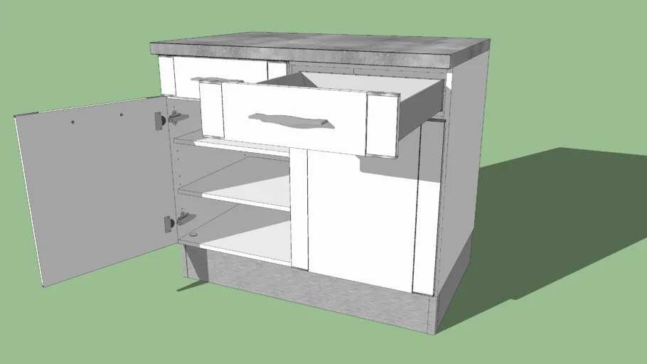 Meuble de cuisine bas 2 portes - 2 tiroirs "Silver" Lapeyre