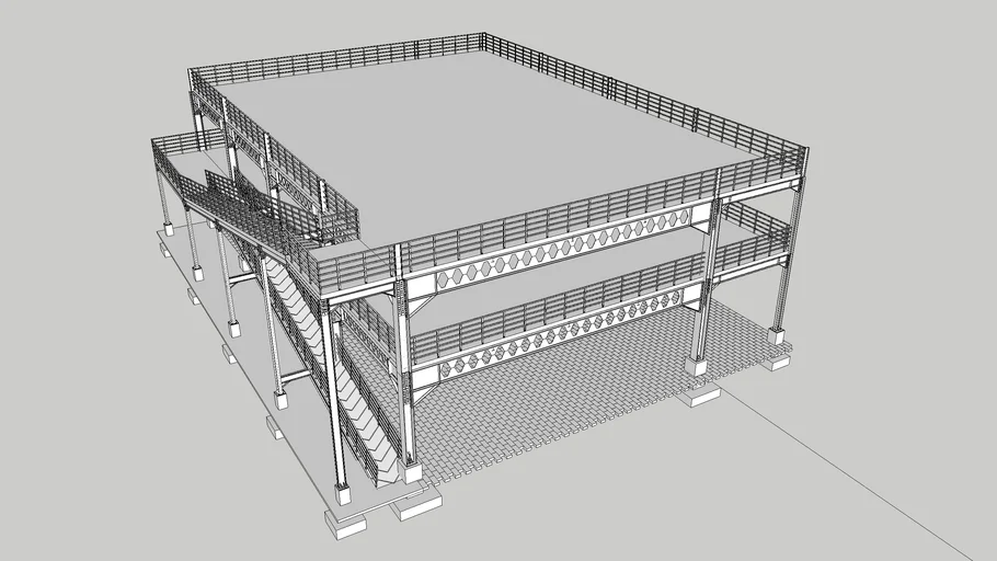 3 level Parking lot with ramp and WF steel material