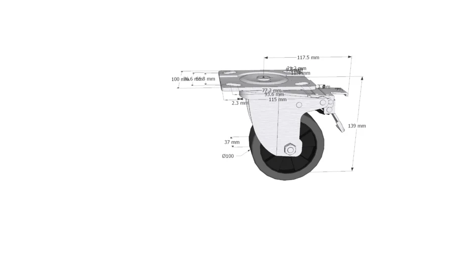 Bánh xe đẩy TPR 4Inch khóa