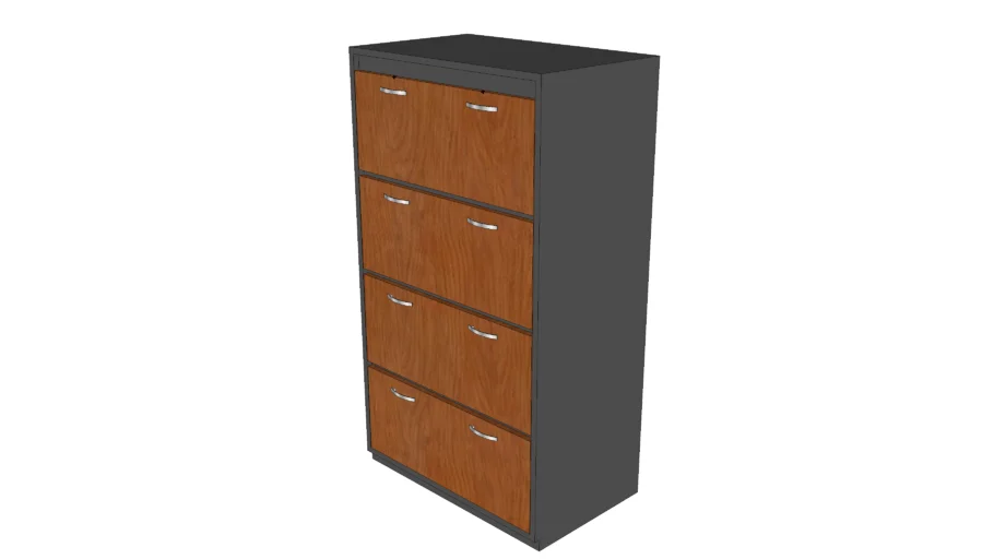 ARCHIVO DE 4 GAVETAS - ACABADO COLOR GRIS Y MADERA