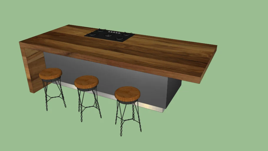 Kitchen island with wood countertop