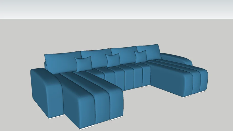 Moderno Pufetto U-shaped corner sofa with Velvet Material (Vray Ready)