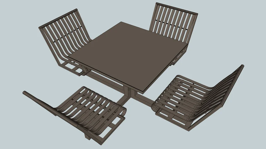 Hapsburg Portable Square Table and Seats with Back