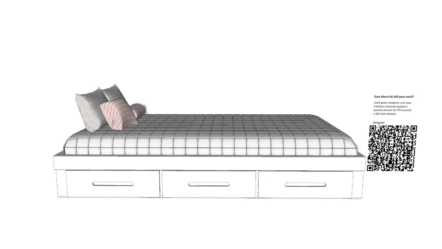 Cama de solteiro com gavetas