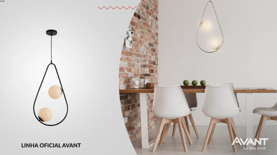 Lustre Pendente Avant Pérola Gota Duo Preto E27 Bivolt