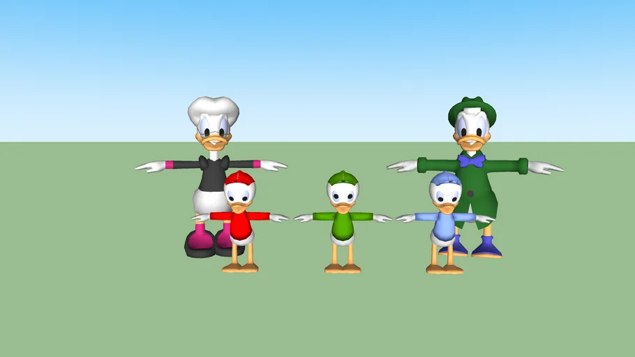 Grandma Duck, Gladstone Gander and Huey, Dewey and Louie