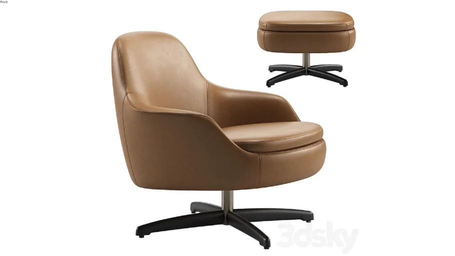Sendai Swivel Armchair by Minotti