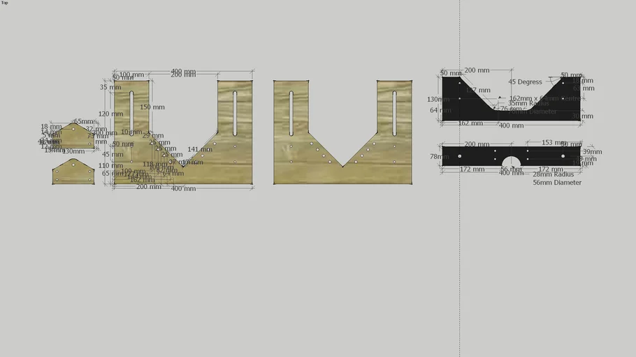 Lathe Steady Parts layout with dimensions | 3D Warehouse