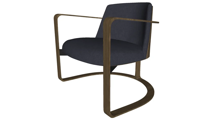 Vesey Lounge Chair in Blue Eclipse Fabric and Walnut by Modloft