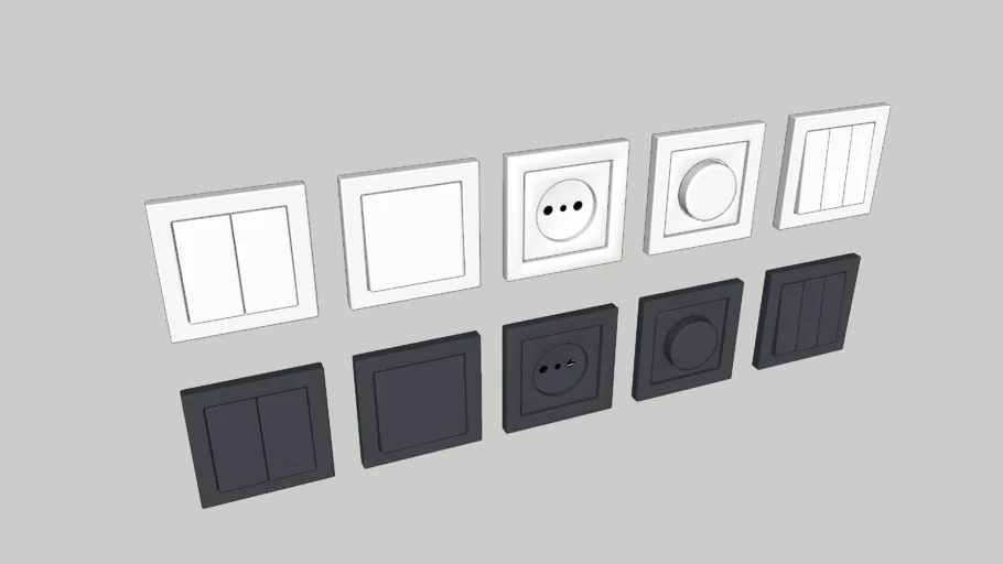 Electric Power outlet + Light switches (Black + White)
