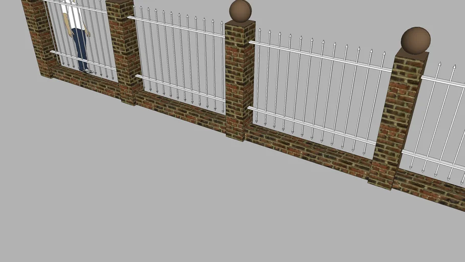 Steel and bricks fence