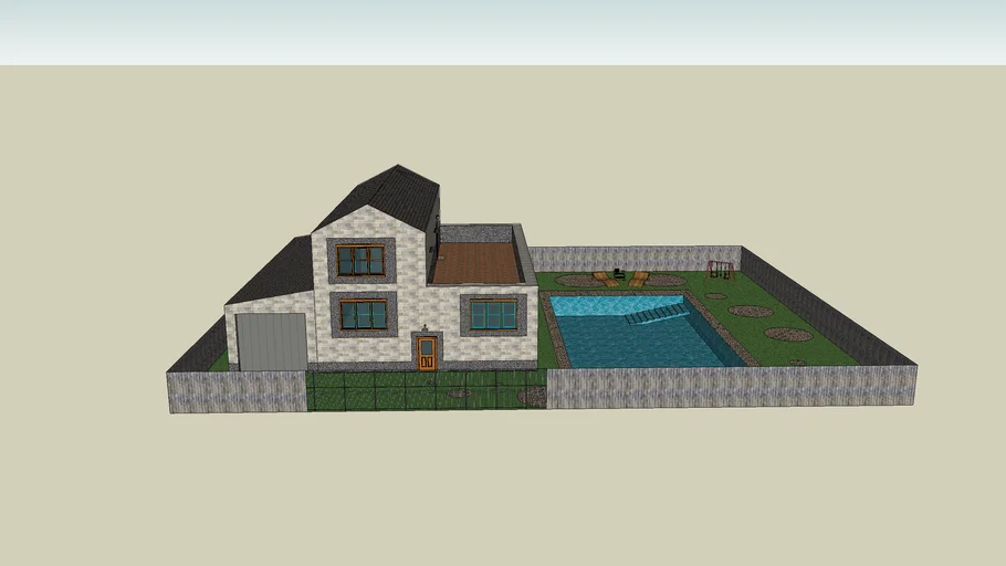casa con jardin y piscina