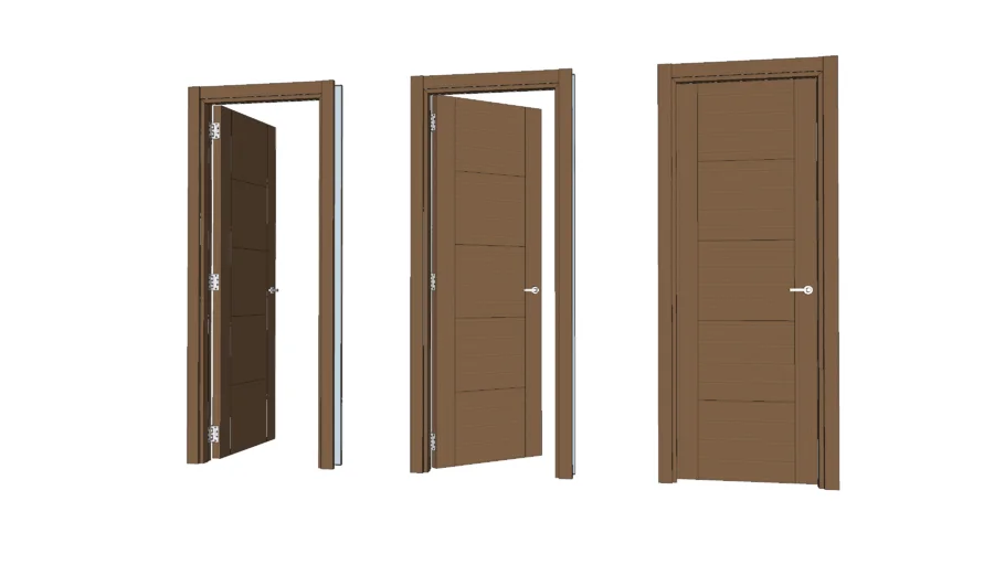 Puerta cerrada, abierta y entornada.