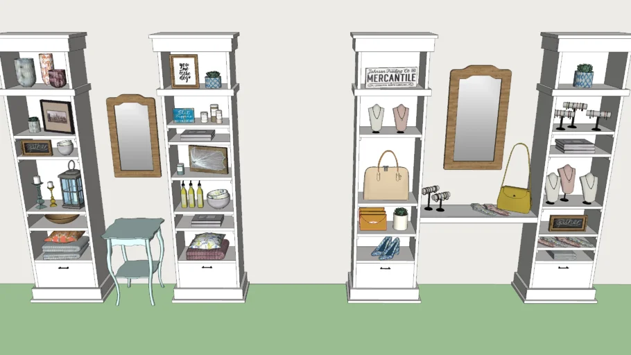 Decorated White Shelves