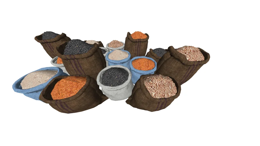【1SKP模型网】 Seed bag grain种子袋 五谷杂粮 www.1skp.com