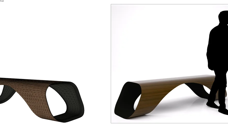 Bench Rounded Rectangular Slanted Tube Design 66
