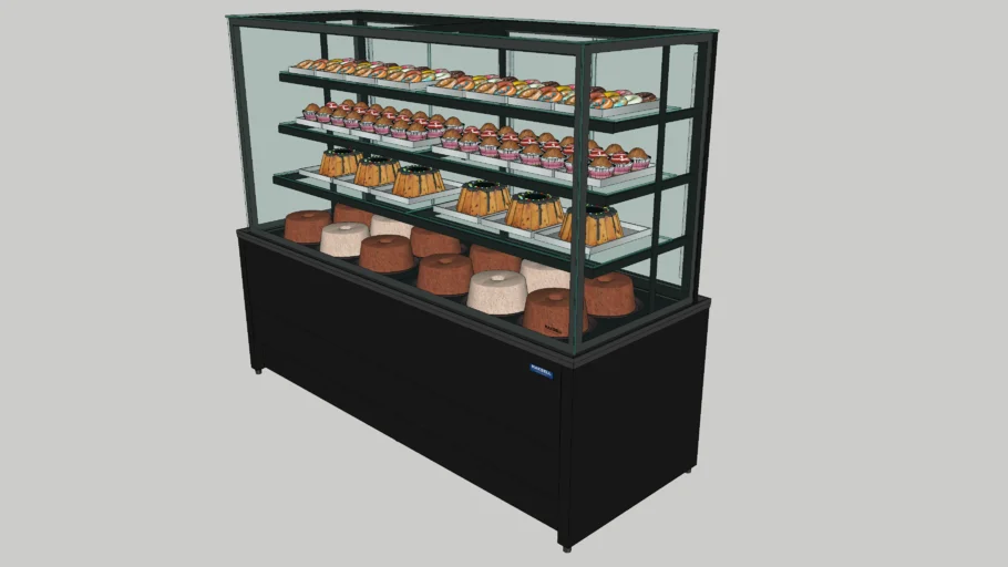 BALCÃO VITRINE NEUTRO CRISTAL 1600 BOLOS DOCES