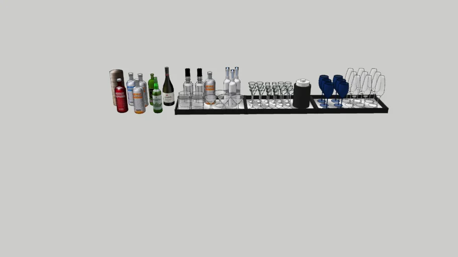 Trays with Alcohol and Glasses