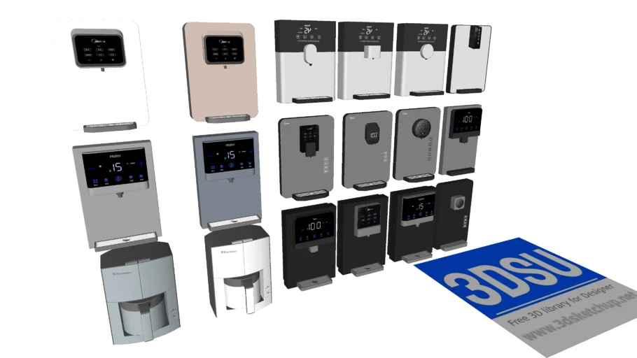 MODERN WATER DISPENSER / WATER PURIFIER / COFFEE MAKER 3D SKETCHUP MODEL / V-RAY, ENSCAPE