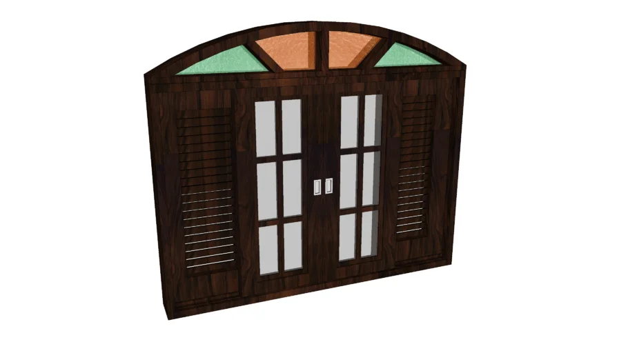JANELA DE MADEIRA COM VENEZIANA EM ARCO COLONIAL