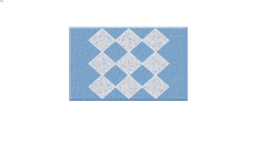 Bath Rug, Rectangular, Blue with white diamond pattern