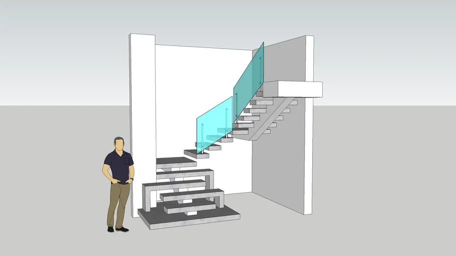 Stair U-shape double landing