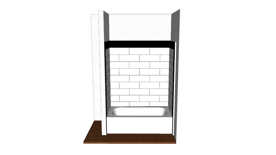 White and Black Subway Tile Bathtub Walls