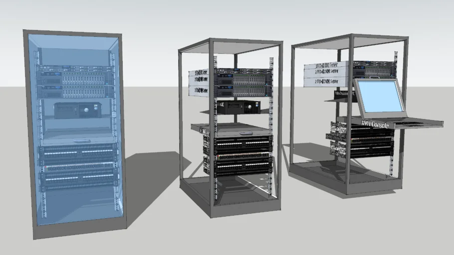 25U Network Rack with Servers