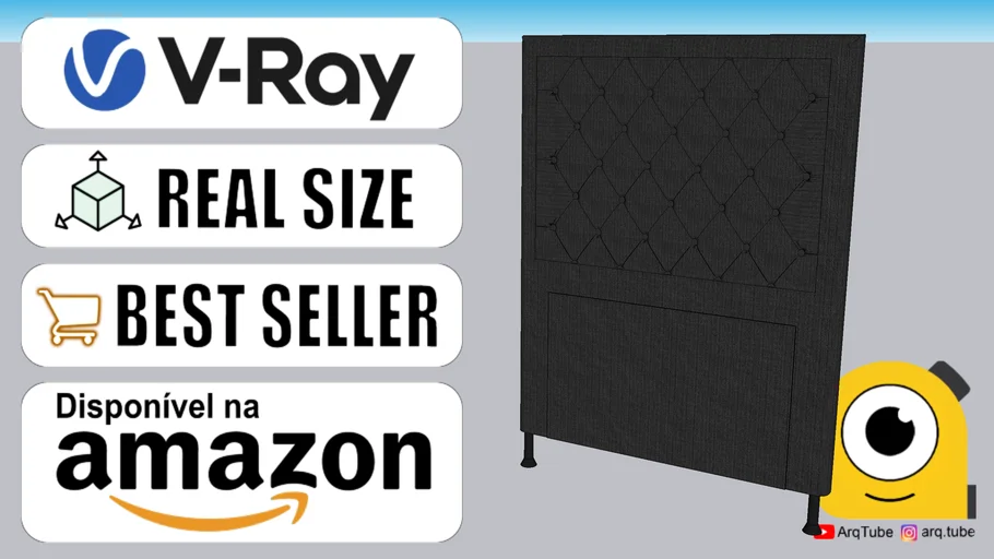 Cabeceira estofada de solteiro, modelo Centaurus, marca Aradecor AMAZON + V-RAY
