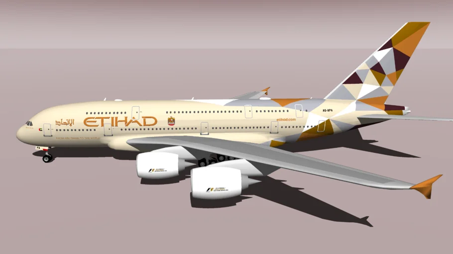 Etihad Airwaysالاتحاد Airbus A380-861 A6-APA (New "Facets of Abu Dhabi" Livery 2016) (Wi-Fi Dome)