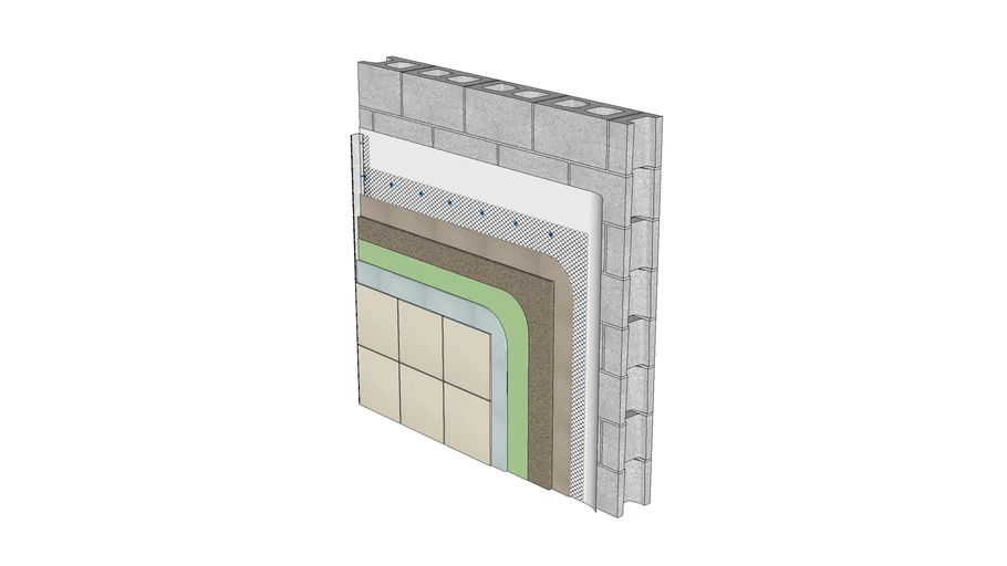 06.070.0201 Wall system | Tile, CMU backing, cleavage membrane, lath & scratch, mortar setting bed