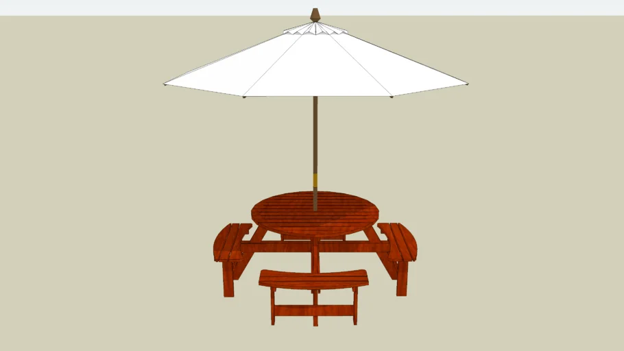 mesa de picnic con sombrilla