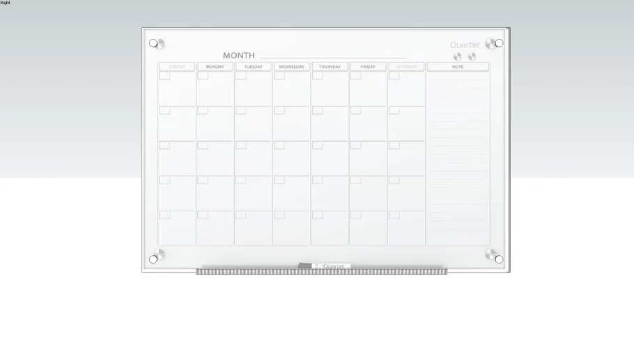 Quartet Infinity Magnetic Glass Calendar Dry-Erase Whiteboard, 3' x 2' (GC3624F)
