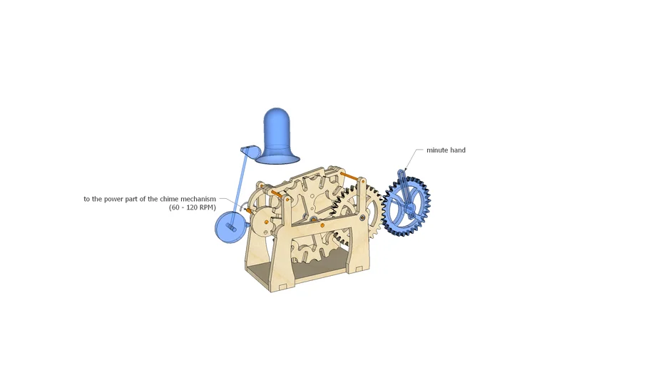 Non-typical chime mechanism w/o snail and counter wheel