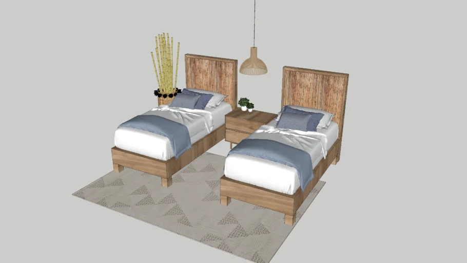 Cama individual con cabecera de bambú (Mariangel Coghlan)