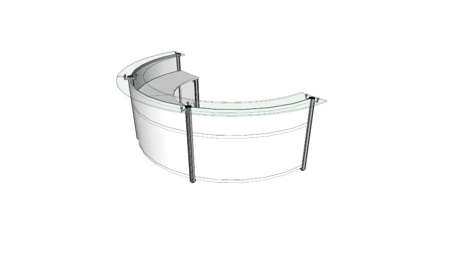 Curved Round Reception Desk With Glass Transaction Top