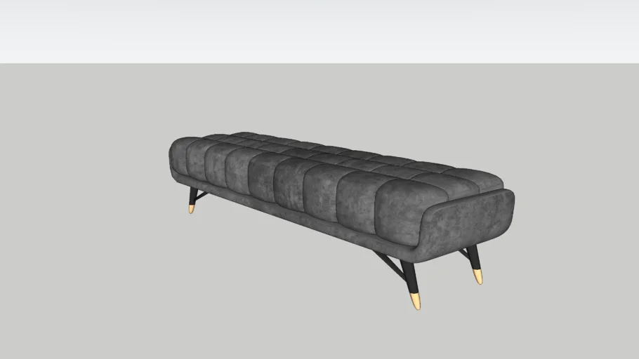 MID CENTURY DEEP TUFTED GREY VELVET EXTRA LONG BENCH