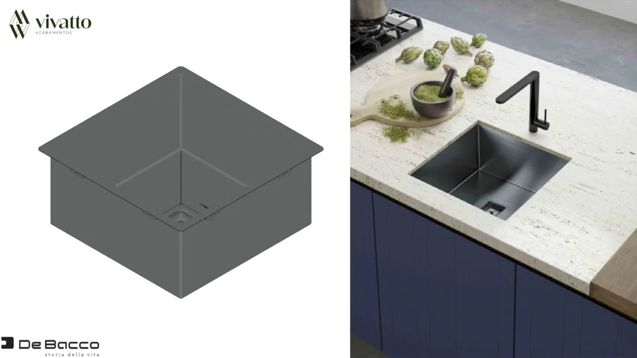 Cuba Primaccore 400 Black Matte 40x40x20cm Cozinha - DeBacco Metais